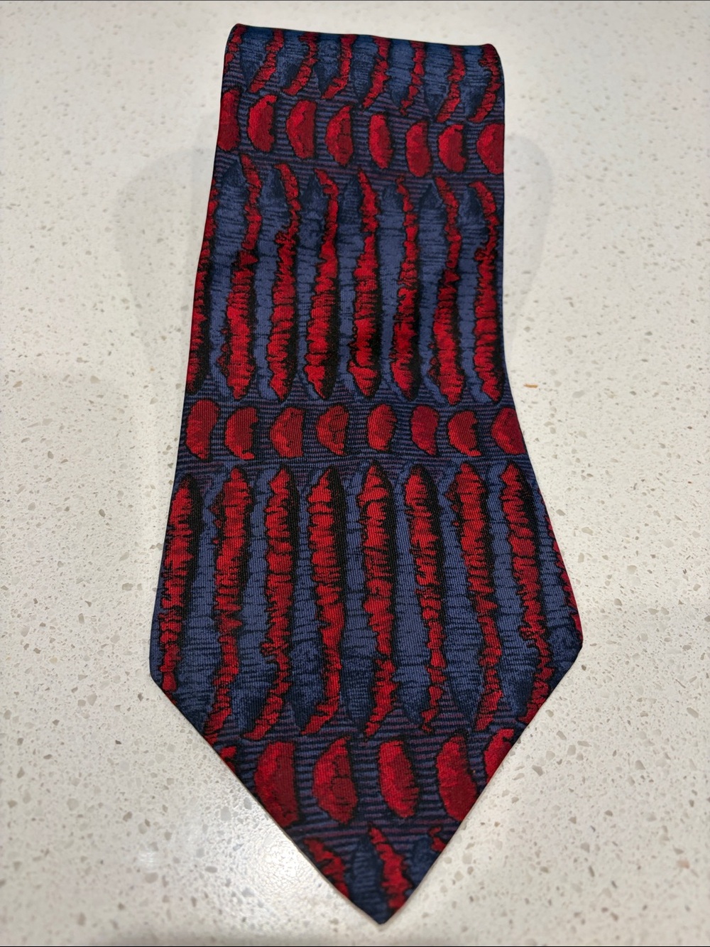 Vintage - Halston Red and Blue Patterned Silk Tie
